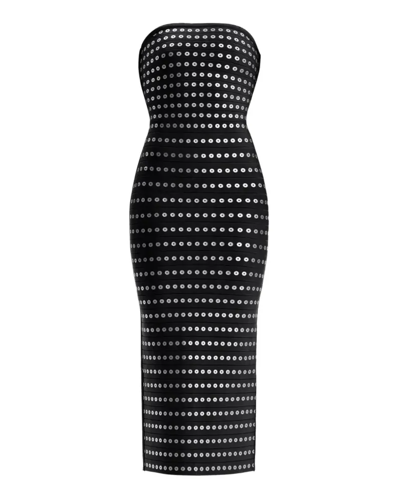 Hervé Léger Schulterfreies Maxikleid - Schwarz Schwarz