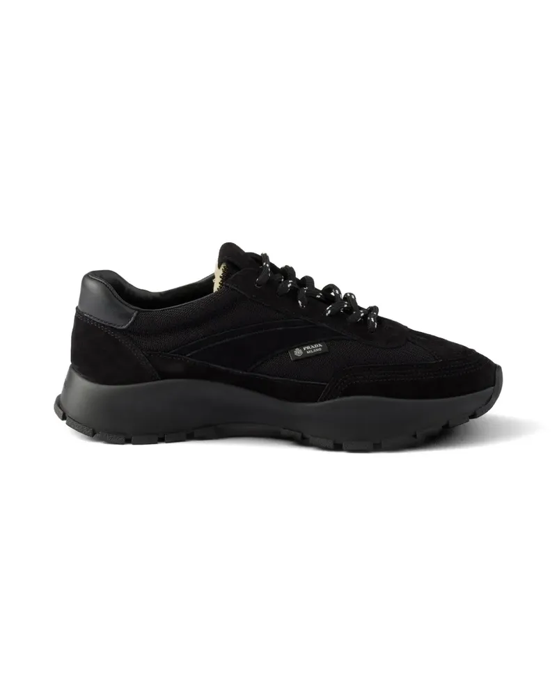 Prada mesh fabric and suede sneakers - Schwarz Schwarz