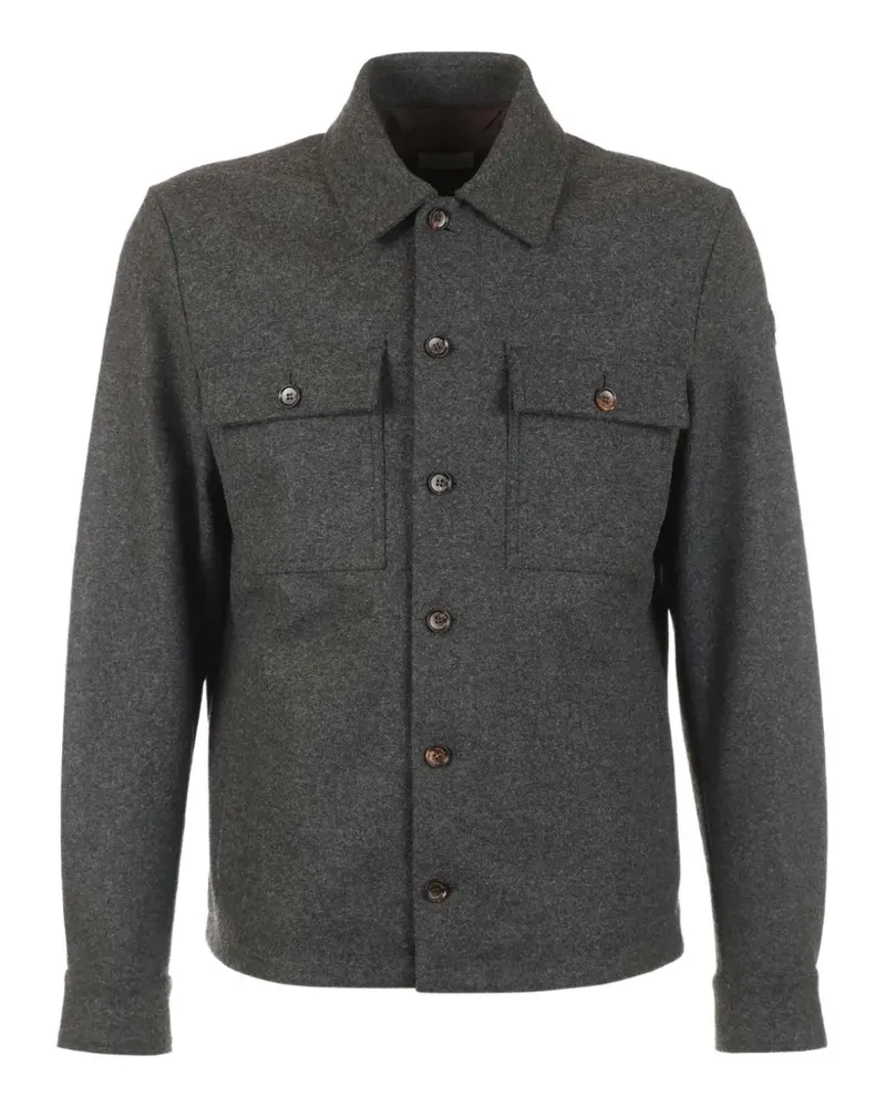 Moncler Hemdjacke mit Logo-Patch - Grau Grau