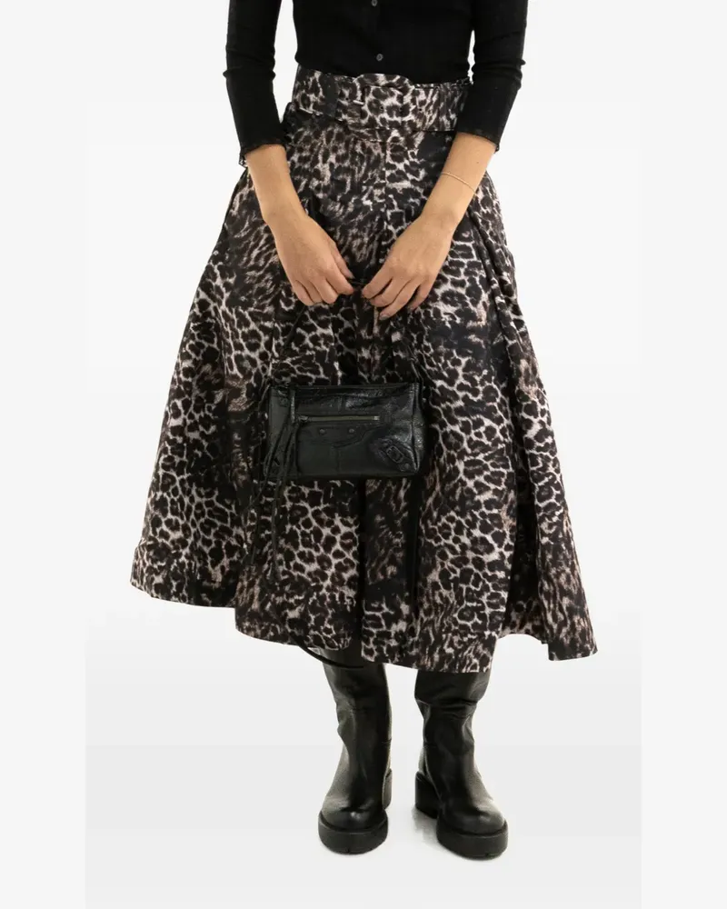 Samantha Sung leopard-print belted midi skirt - Schwarz Schwarz
