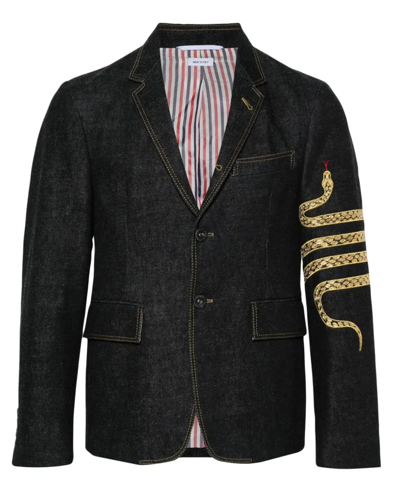 Thom Browne Jeansblazer mit Schlangenstickerei - Blau Blau