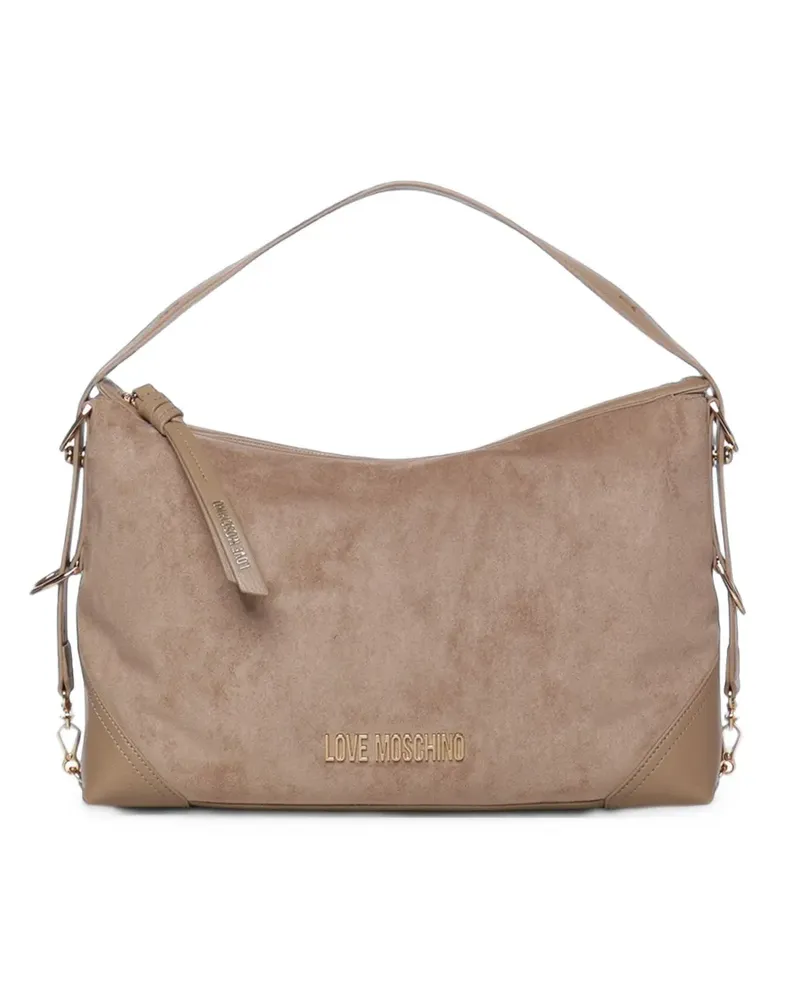 Moschino Schultertasche mit Logo-Schild - Nude Nude