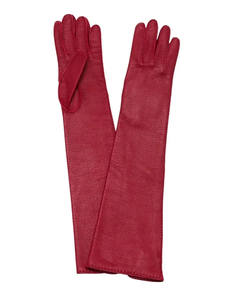 PLAN C pebbled-leather long gloves - Rot Rot
