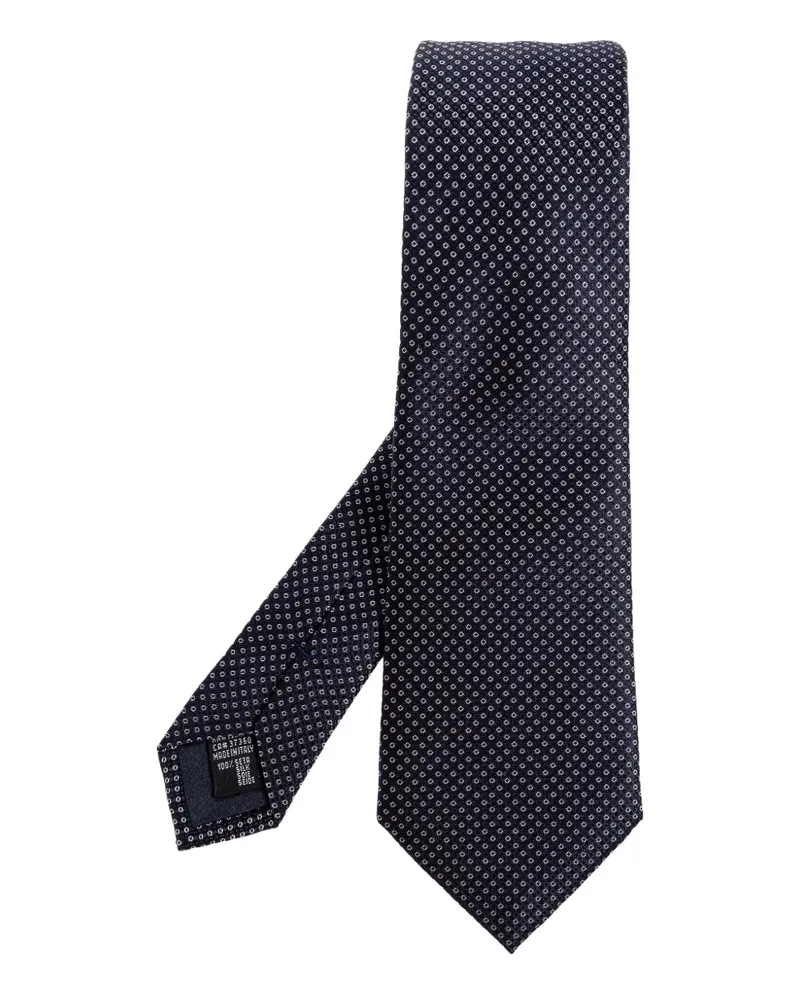Giorgio Armani Geometrisch gemusterte Seidenkrawatte - Blau Blau