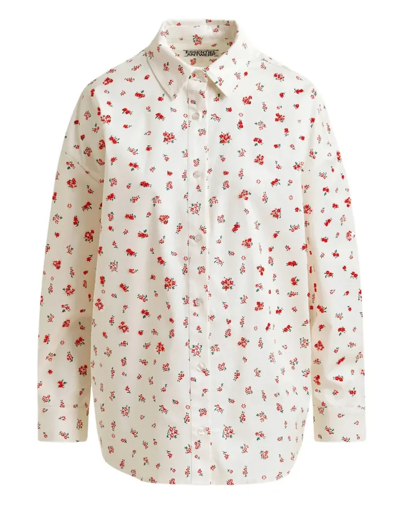 Essentiel Hemd mit Blumen - Weiß Weiß
