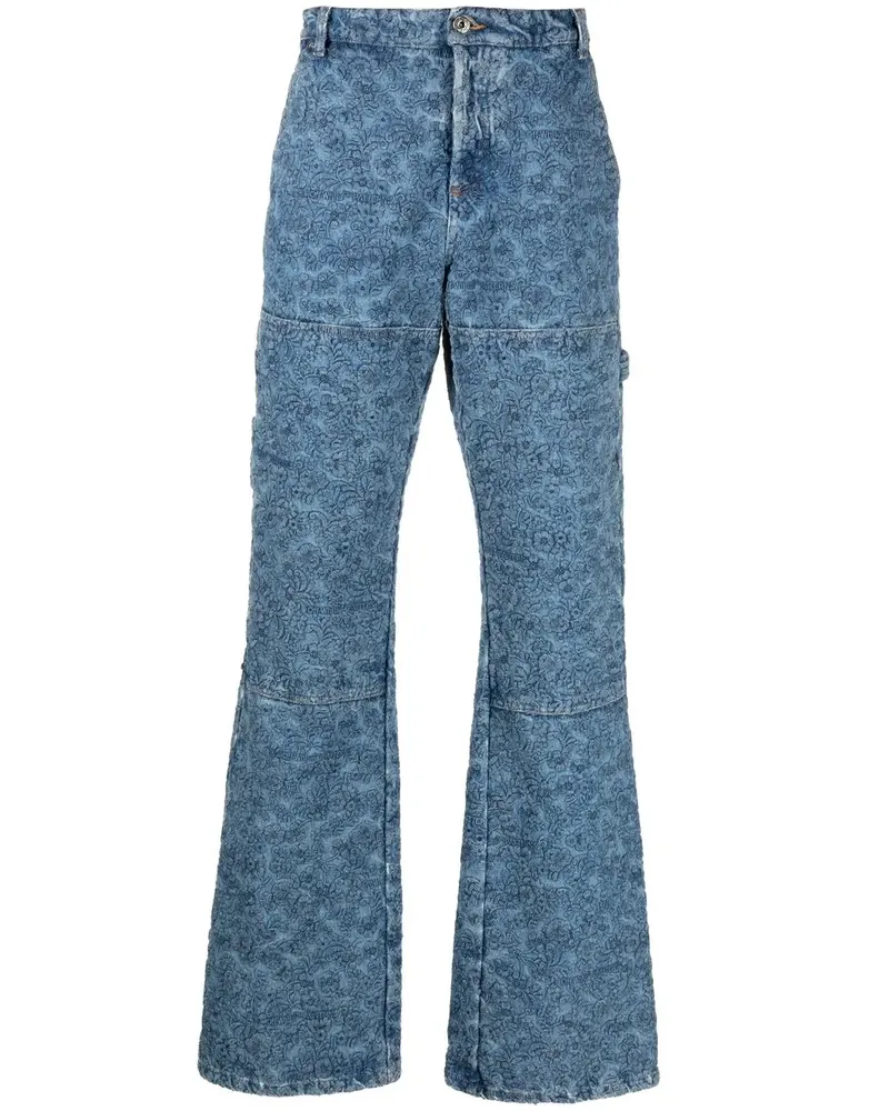OFF-WHITE Jeans mit Blumenstickerei - Blau Blau