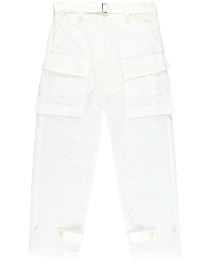 Sacai Hose mit Logo-Stickerei - Weiß Weiß