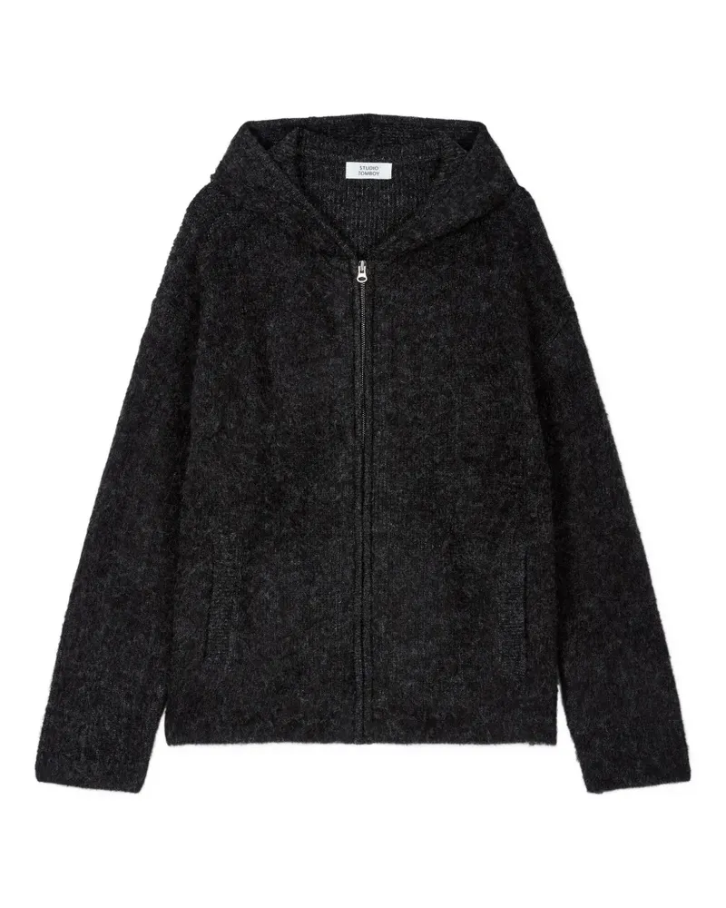 STUDIO TOMBOY fuzzy zip-up knit cardigan - Schwarz Schwarz