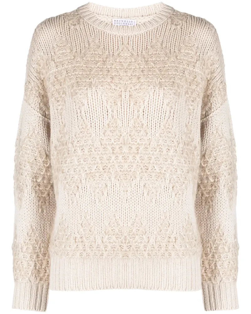 Brunello Cucinelli Pullover mit Rautenmuster - Nude Nude