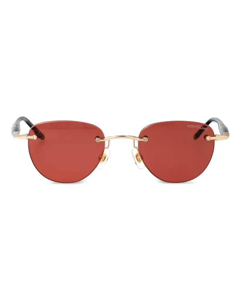Montblanc Sonnenbrille mit rundem Gestell - Gold Gold