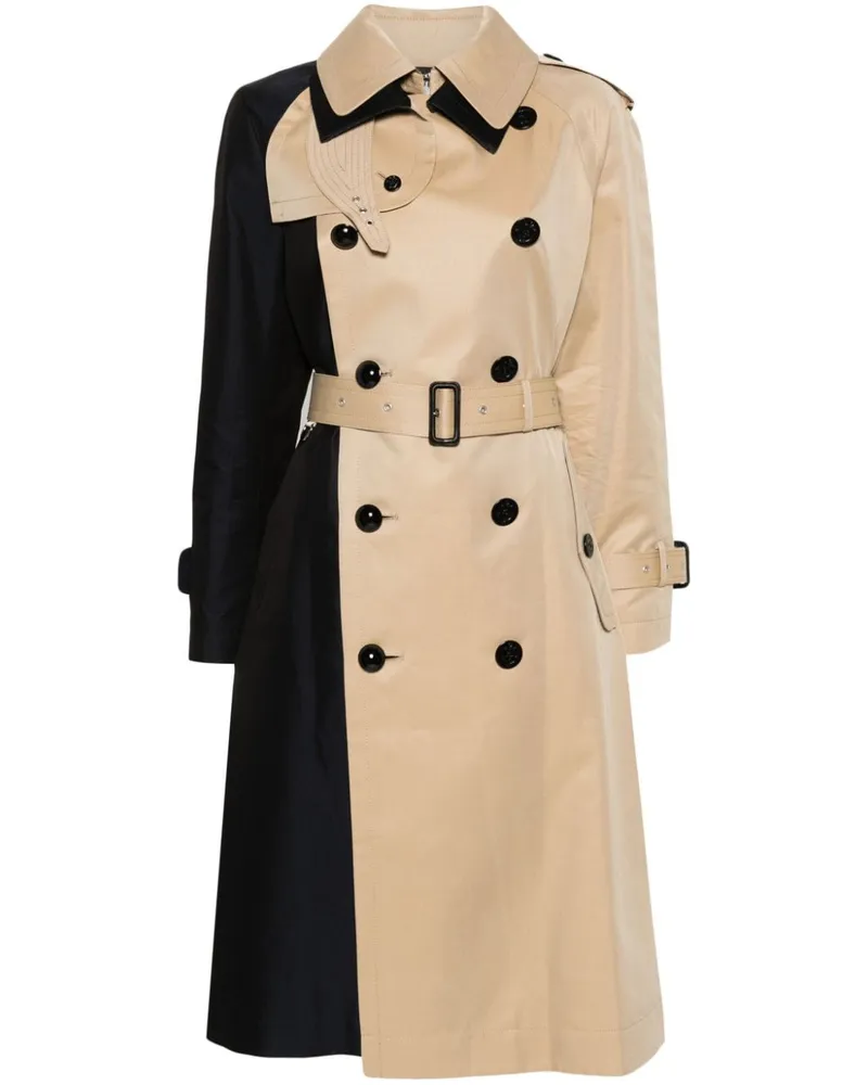 Sacai Zweifarbiger Trenchcoat Schwarz