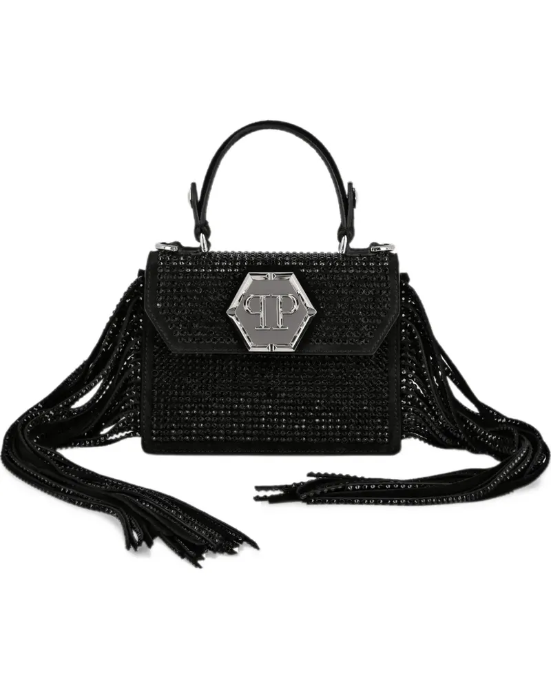 Philipp Plein Superheroin Handtasche mit Kristallen - Schwarz Schwarz