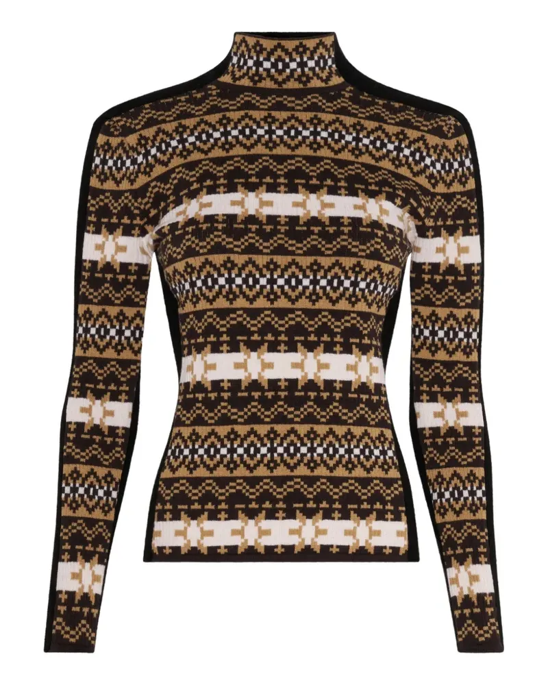 Jean Paul Gaultier Cropped-Pullover aus Merinowolle mit Fair-Isles-Jacquard - Braun Braun