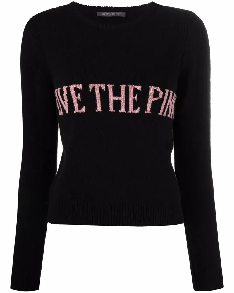 Alberta Ferretti Intarsien-Pullover mit Slogan - Schwarz Schwarz