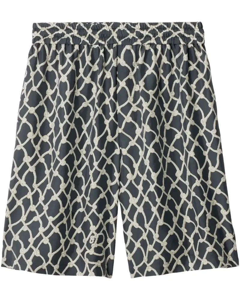 Burberry Seidenshorts mit Knoten-Print - Blau Blau
