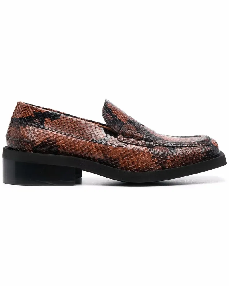Ganni Loafer mit Schlangen-Optik - Braun Braun
