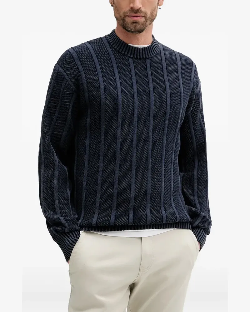 HUGO BOSS Gerippter Pullover - Blau Blau