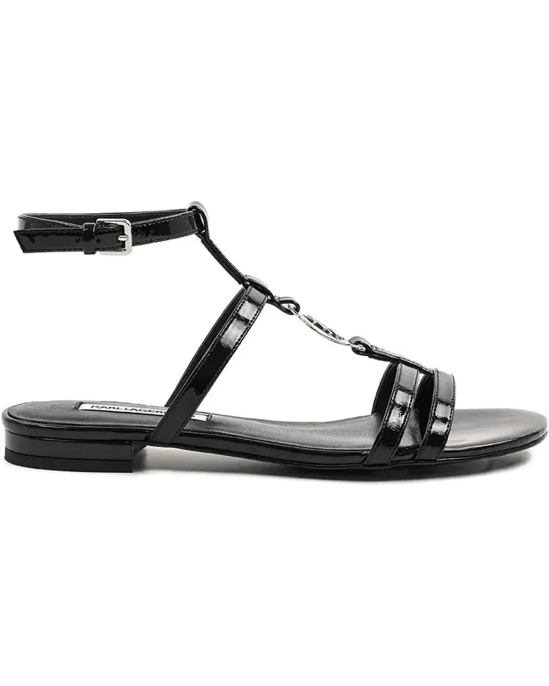 Karl Lagerfeld Flache Riemensandalen - Schwarz Schwarz