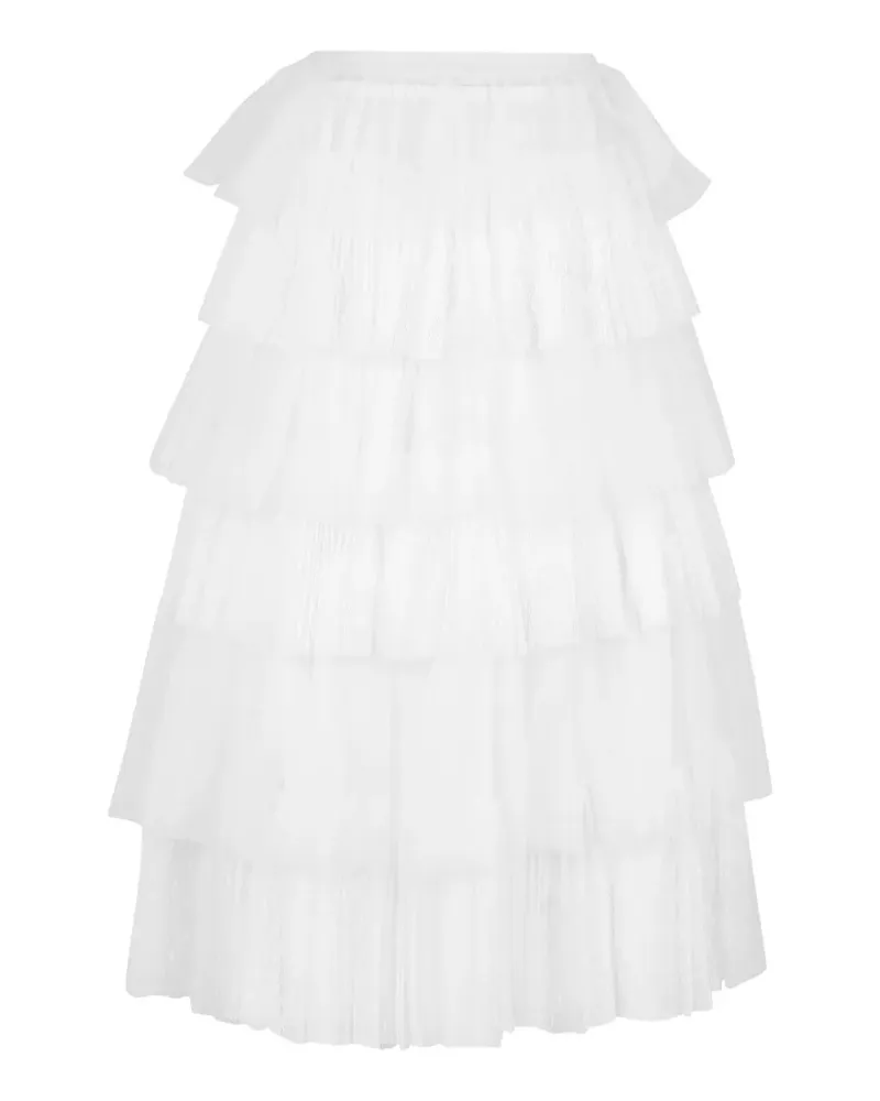 Valentino Garavani Gestufter Midirock mit Volants - Weiß Weiß