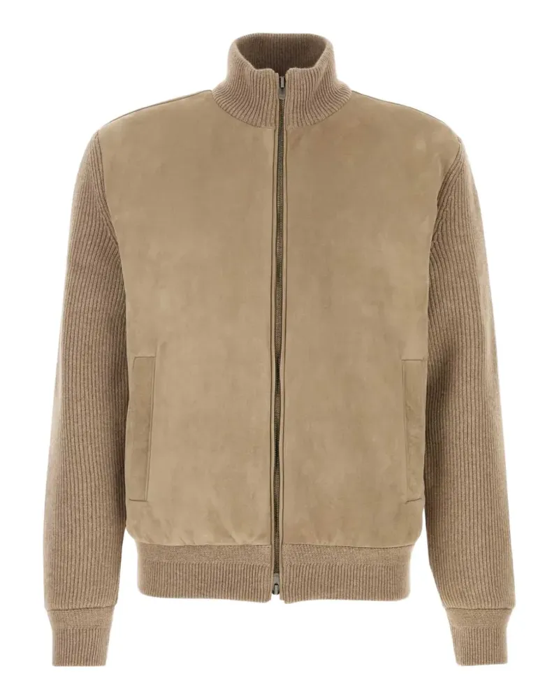 AGNONA Gerippte Jacke mit Wildledereinsätzen - Nude Nude