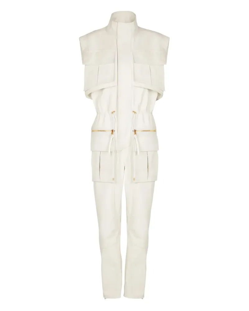 Balmain Ärmelloser Jumpsuit mit Tasche - Weiß Weiß