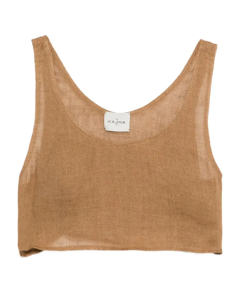 Le Kasha 1918 Tanktop aus Leinen mit U-Ausschnitt - Braun Braun