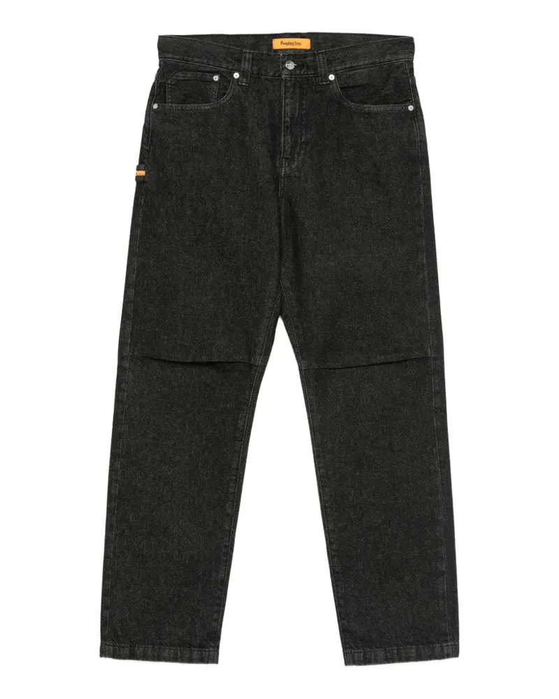 Replay logo-patch straight-leg jeans - Schwarz Schwarz