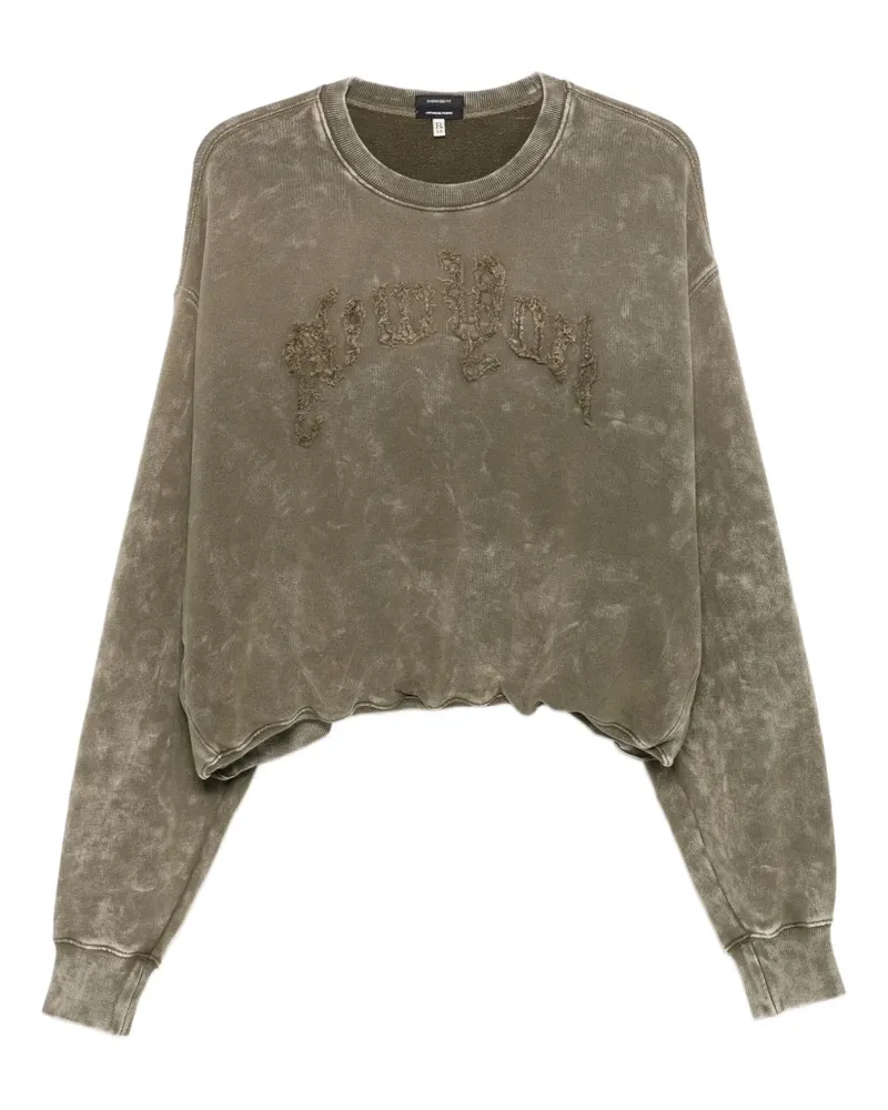 R13 slogan-appliqué faded sweatshirt - Grün Grün