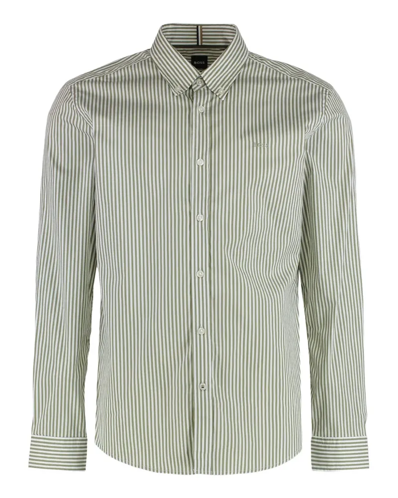 HUGO BOSS Schmales Oxford-Hemd mit Streifen - Grün Grün