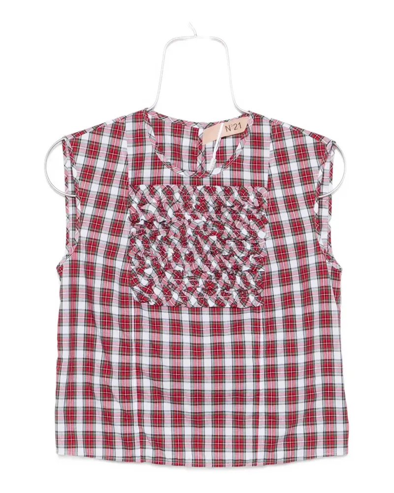 N° 21 ruffled-detail check-pattern blouse - Rot Rot