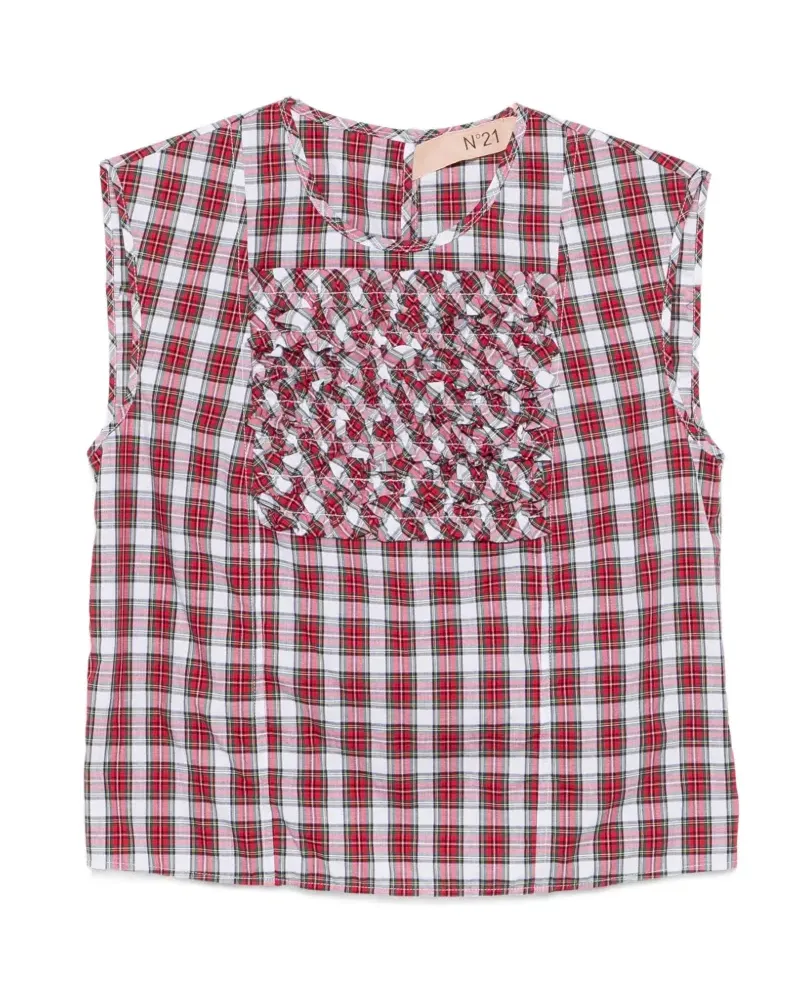N° 21 Karierte Bluse mit Rüschendetail - Rot Rot