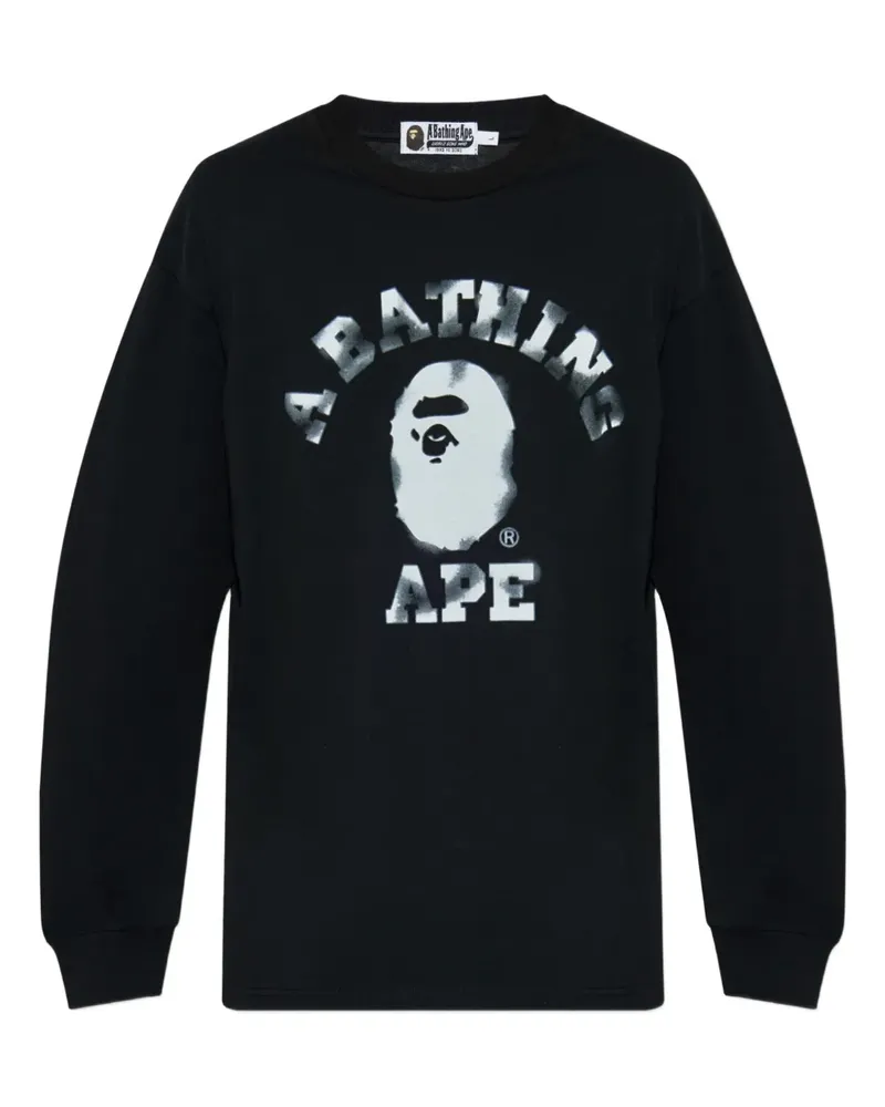 BAPE Langarmshirt mit Logo-Print - Schwarz Schwarz