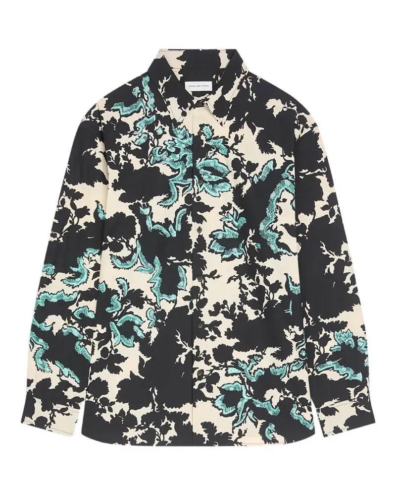 Dries van Noten Lockeres Hemd mit Stickerei - Schwarz Schwarz