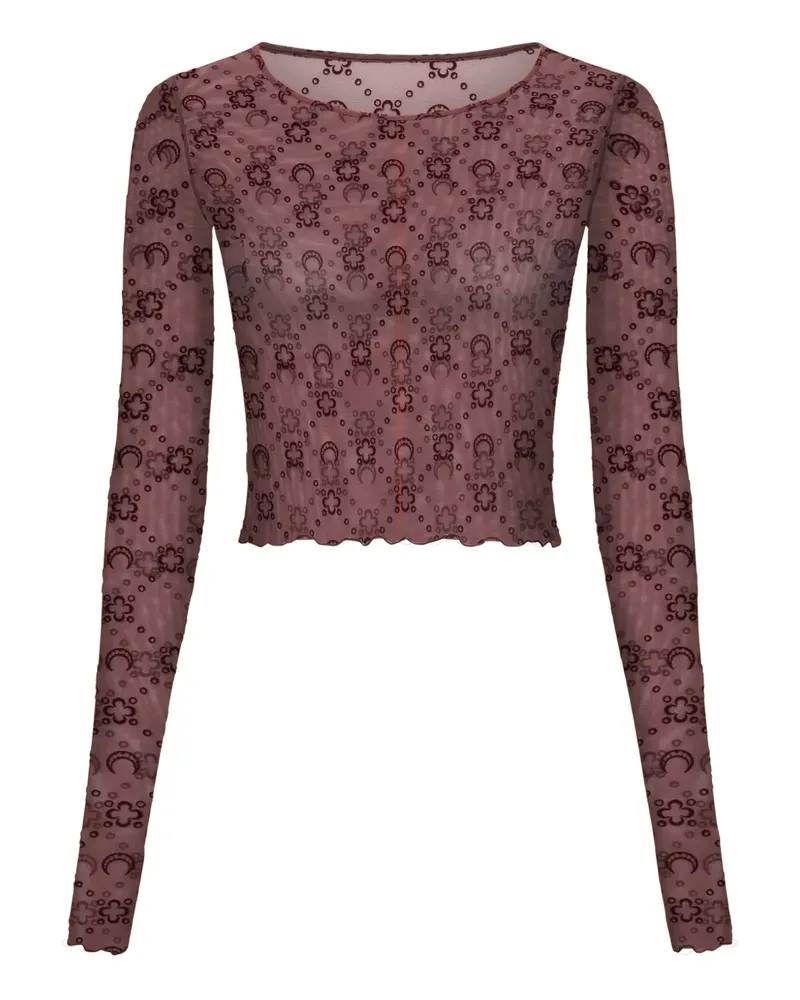 Marine Serre Oberteil aus Mesh mit Monogramm - Rosa Rosa