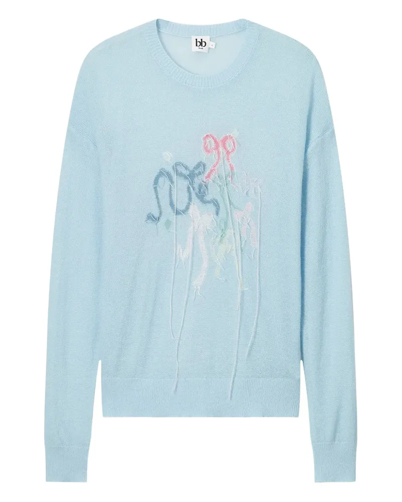 b+ab Langärmeliger Pullover mit ausgefransten Schleifen - Blau Blau