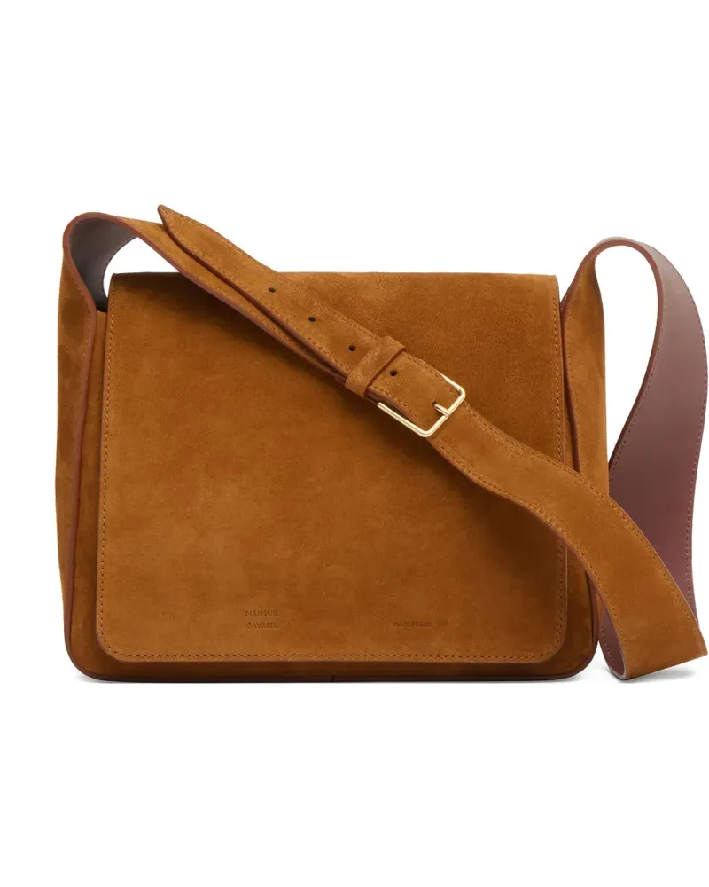 Mansur Gavriel Wildleder-Schultertasche mit Klappverschluss - Braun Braun