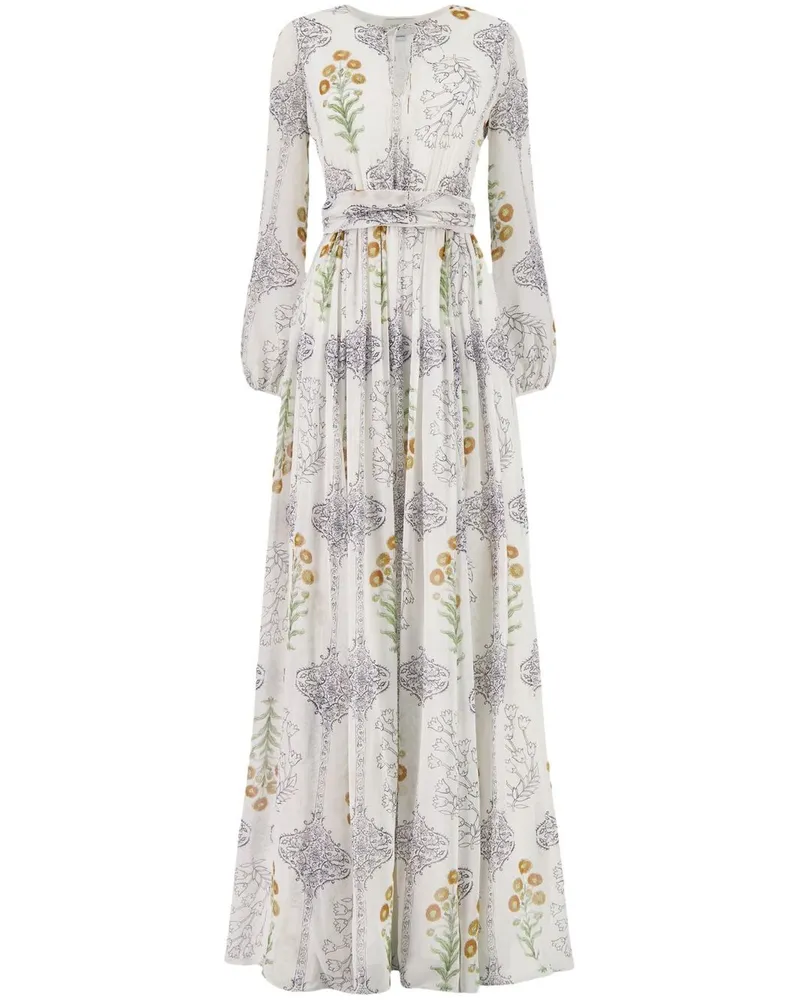 Giambattista Valli Maxikleid aus Seide mit Blumen-Print - Weiß Weiß