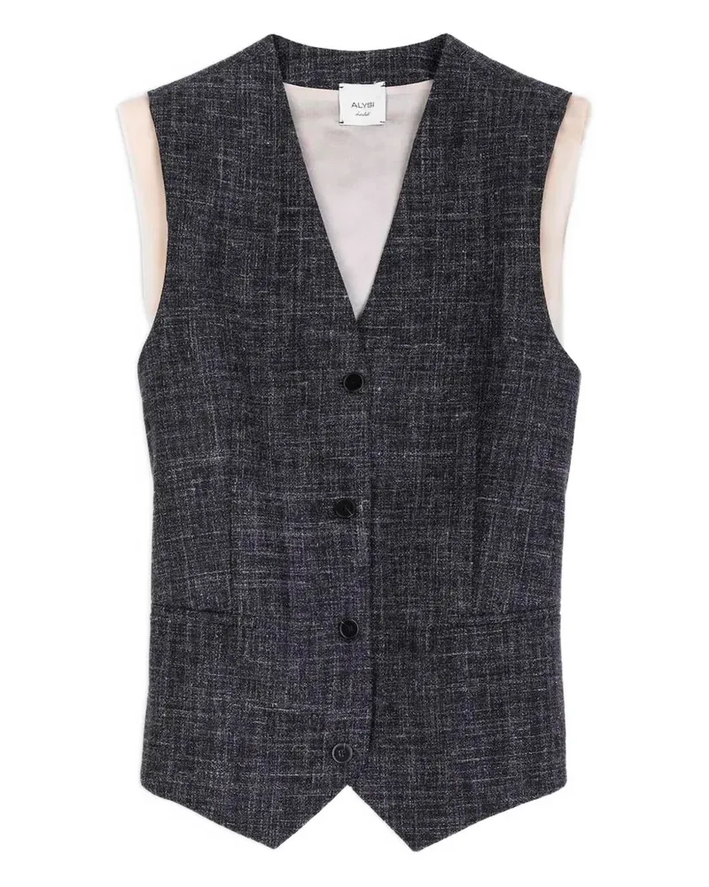 ALYSI buttoned V-neck waistcoat - Grau Grau