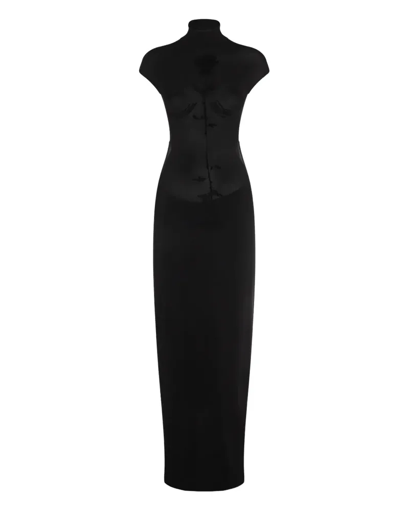 Jean Paul Gaultier Midikleid mit Blumen-Print - Schwarz Schwarz