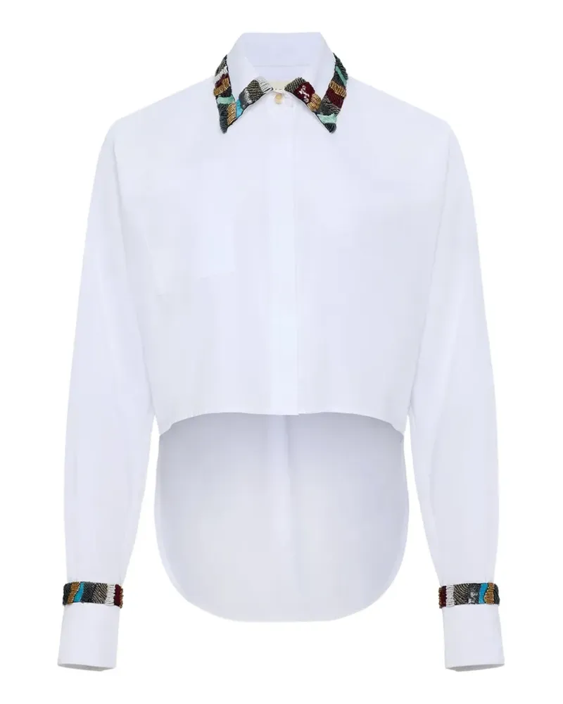Hellessy Josie bead-embellished cropped shirt - Weiß Weiß