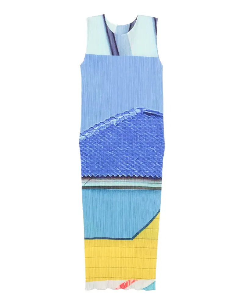 Issey Miyake pleated midi dress - Blau Blau