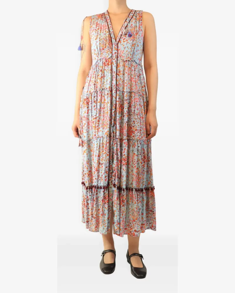 Poupette St Barth floral-print midi dress - Blau Blau