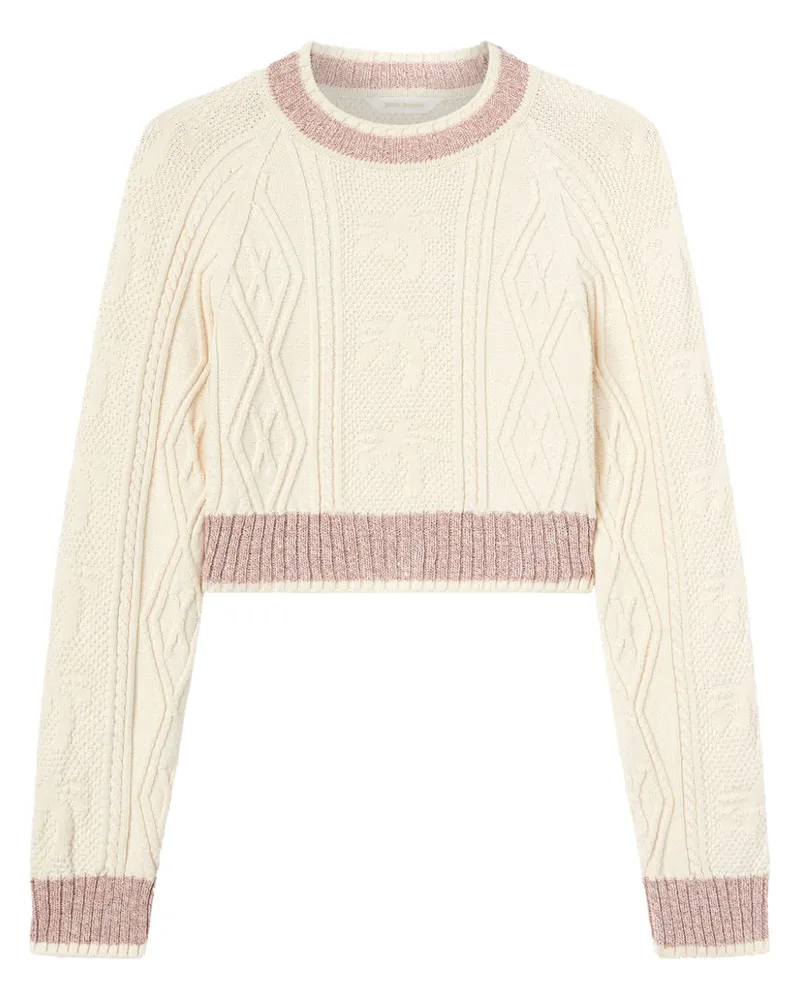 Palm Angels Zopfmuster-Pullover mit gebogenem Logo - Nude Nude