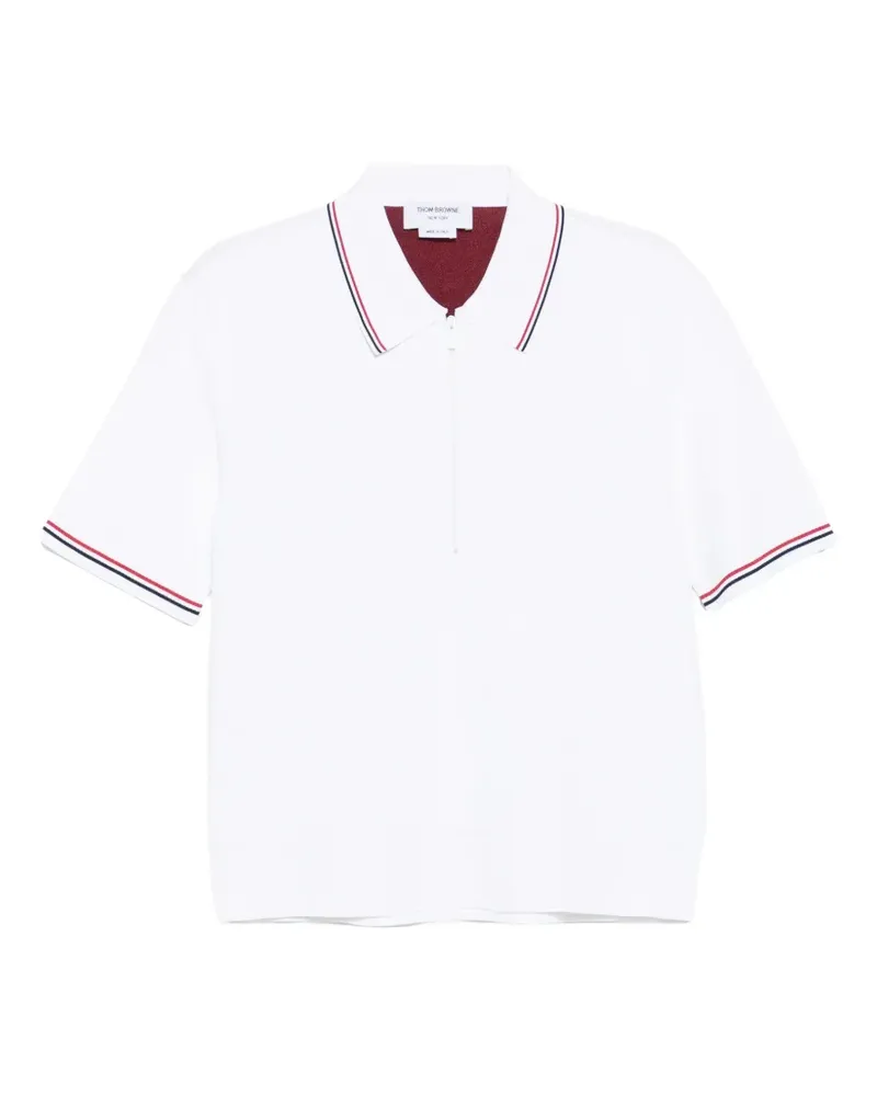 Thom Browne Gestreiftes Poloshirt - Weiß Weiß