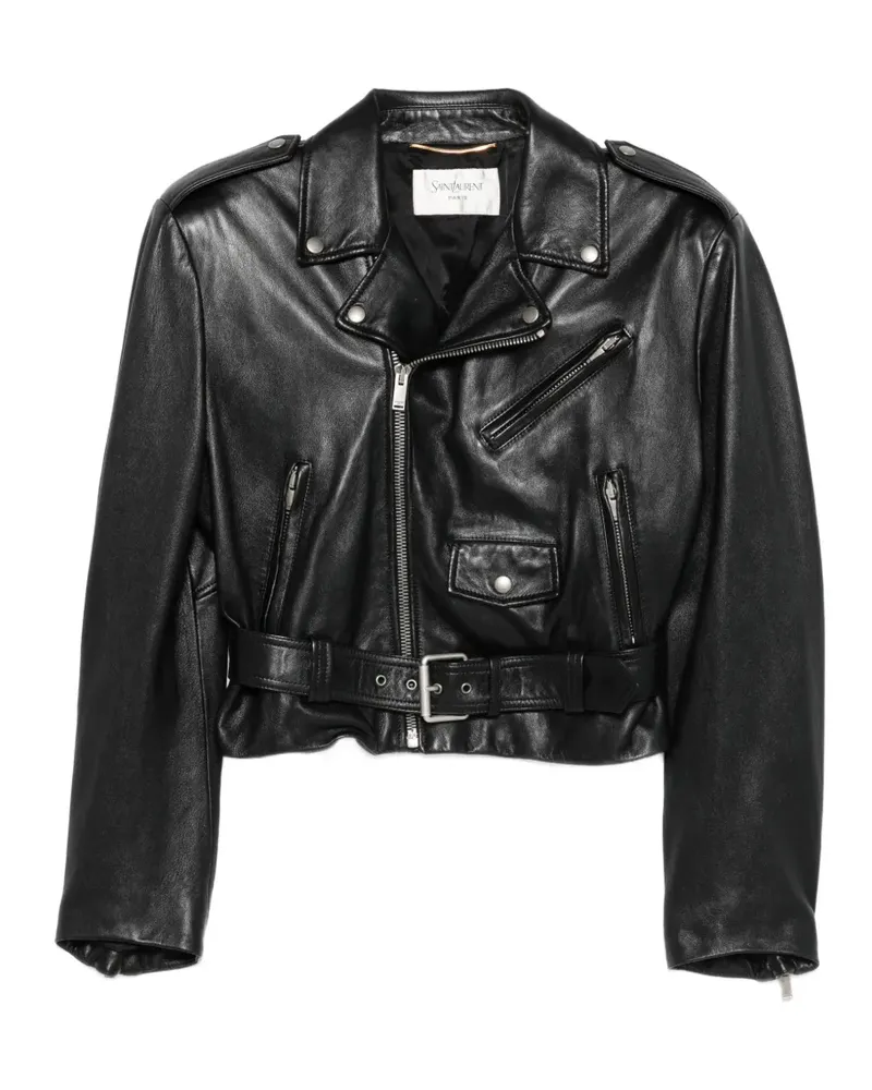 Saint Laurent belted biker jacket - Schwarz Schwarz