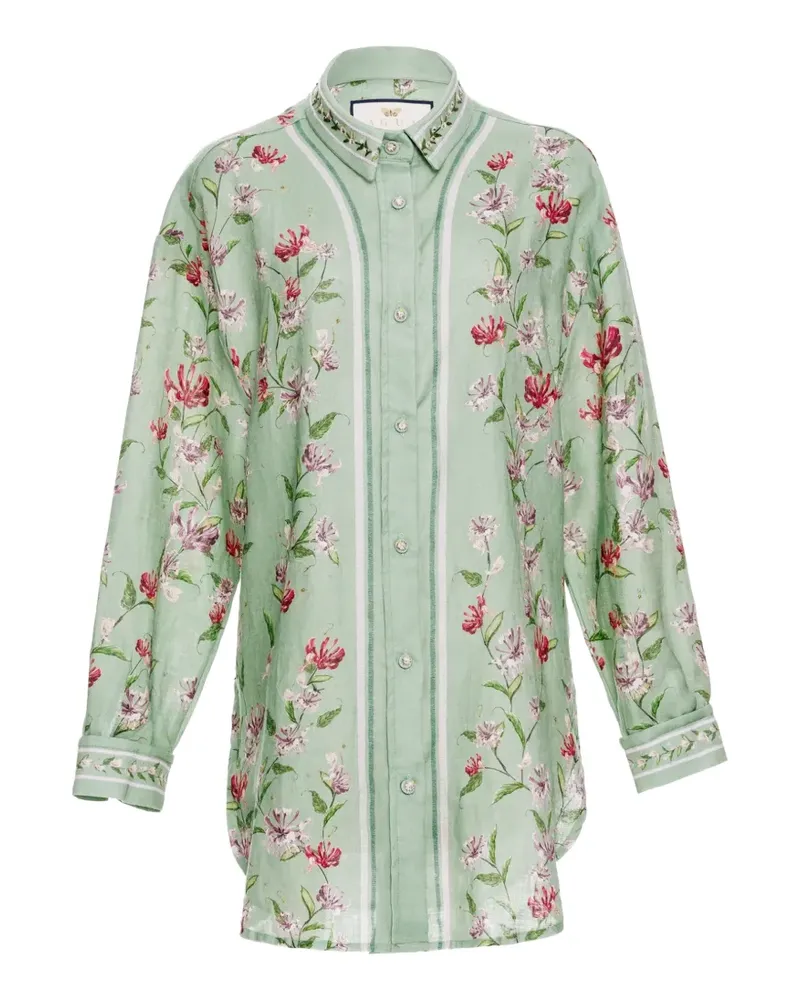 AGUA BENDITA Cecilia Honeysuckle Hemd mit Blumen - Grün Grün