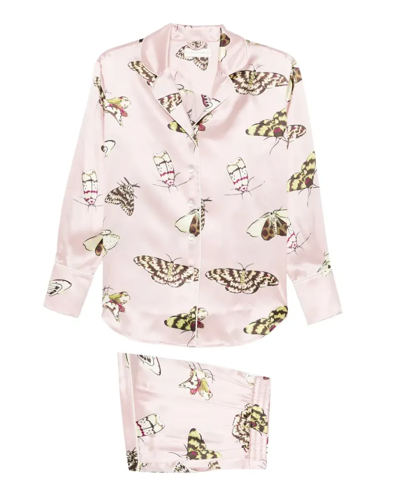 Olivia von Halle Alba Elda Pyjama mit Schmetterling-Print - Rosa Rosa