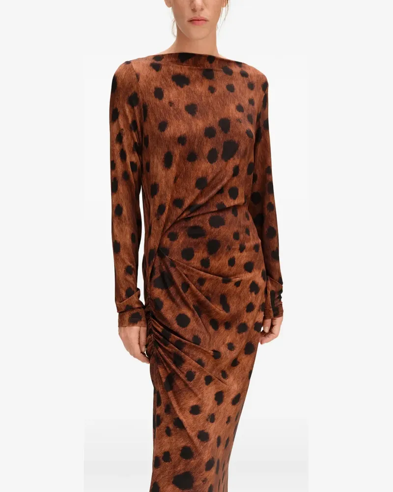 BIMBA Y LOLA Eng anliegendes gerafftes Deer Kleid in Schwarz und Braun Braun