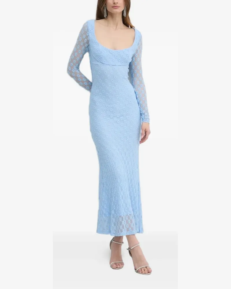 Bardot Midikleid aus Blumenspitze - Blau Blau