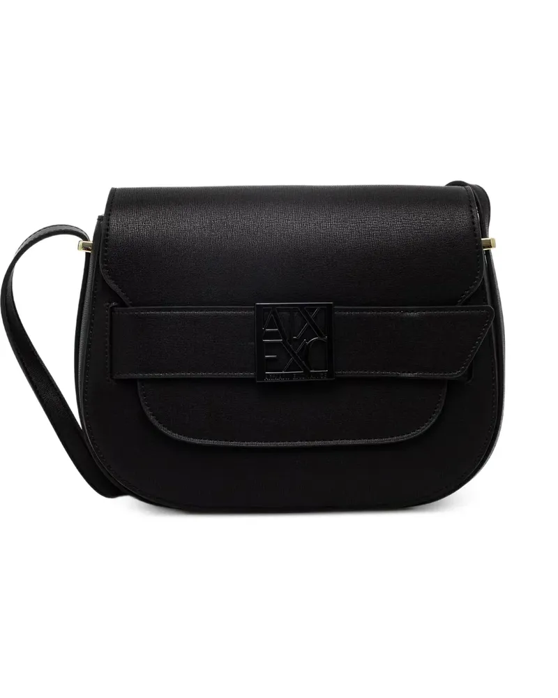 Armani Exchange Susy logo-plaque foldover saddle bag - Schwarz Schwarz